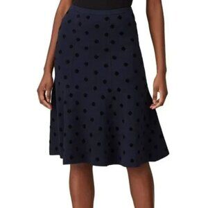 THAKOON Polka Dot Knit Skirt in Navy Blue Size XL